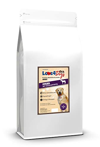 Love4Dogs Adult Trockenfutter 12 Kg | Pferd mit Süßkartoffel und Granatapfel | ohne Zusatzstoffe | Premium Alleinfutter für Adulte Hunde Love4Dogs Adult Trockenfutter 12 Kg | Pferd mit Süßkartoffel und Granatapfel | ohne Zusatzstoffe | Premium Alleinfutter für Adulte Hunde von Love4Dogs