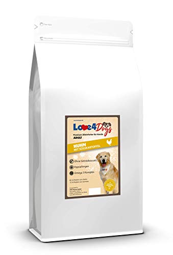 Love4Dogs Adult Trockenfutter 2 Kg | Huhn mit Süßkartoffel und Kräutern | ohne Zusatzstoffe | Premium Alleinfutter für Adulte Hunde Love4Dogs Adult Trockenfutter 2 Kg | Huhn mit Süßkartoffel und Kräutern | ohne Zusatzstoffe | Premium Alleinfutter für Adulte Hunde von Love4Dogs