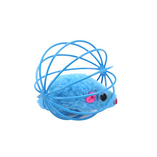 LovePlz Niedliche Plüsch-Maus im Käfig, quietschend, interaktives Spielzeug, zufällige Farbe von LovePlz