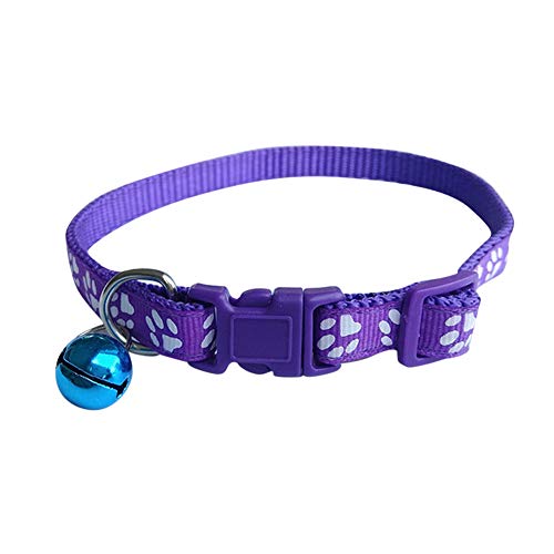 LovePlz Verstellbares Halsband für Katzen und Hunde, mit Fußabdruck, Violett von LovePlz