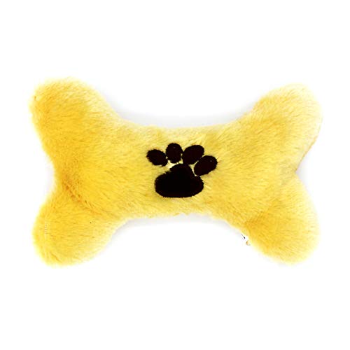 Plüschpuppe für Hunde und Katzen, niedlicher Pfotenabdruck, flauschig, mit Quietschelement, interaktiver Biss, Gelb von LovePlz