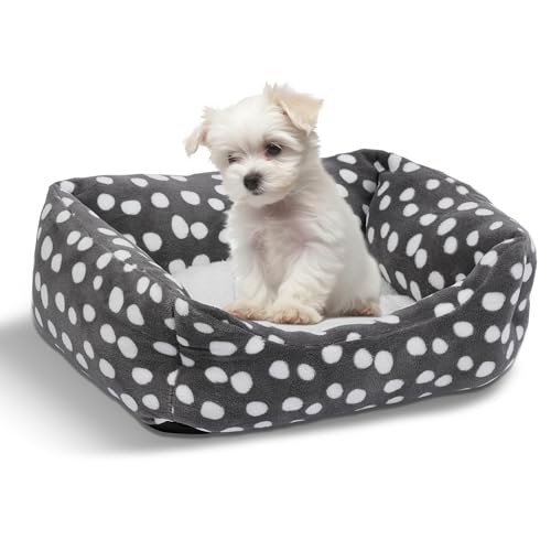LoveTail Hundebett für kleine und mittelgroße Hunde, Katzenbetten für Hauskatzen, Haustierbett für Welpen, waschbares Haustierbett für Welpen und Kätzchen mit rutschfester Unterseite (Grau meliert von LoveTail