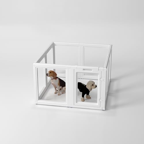 LoveTail Kann aufbewahrt werden, transparenter Hunde-Laufstall, langlebig, für drinnen und draußen, tragbares Zubehör für Welpen, Katzen, Kaninchen, Haustier-Spielübungen mit transparenten Paneelen von LoveTail