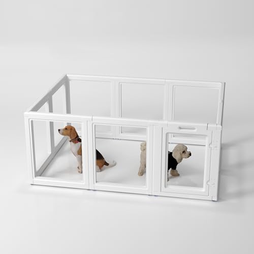LoveTail Laufstall für Hunde, transparent, einfach zu installieren und zu entfernen, geeignet für Hunde, Katzen, Kaninchen, Indoor-Haustier-Laufstall mit transparenten Paneelen (10 Paneele) von LoveTail
