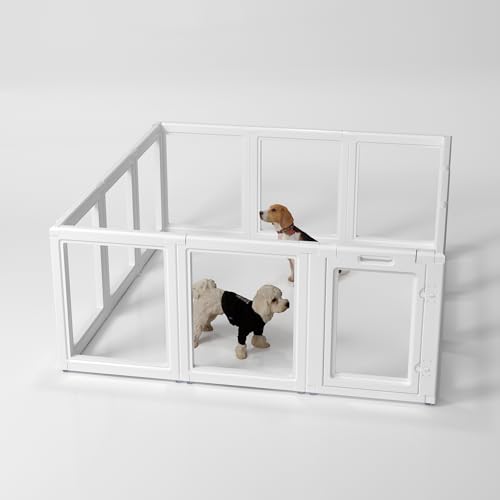 LoveTail Laufstall für Hunde, transparent, einfach zu installieren und zu entfernen, geeignet für Hunde, Katzen, Kaninchen, Indoor-Haustier-Laufstall mit transparenten Paneelen (12 Paneele) von LoveTail
