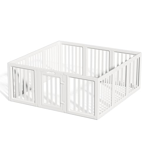 LoveTail Transparenter Hunde-Laufstall mit Tür, leicht zu reinigen und zu installieren, Welpengehege für den Innen- und Außenbereich (Weiß, 60 cm Höhe, 20 cm) von LoveTail