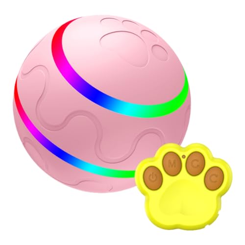 Lovehomily Hindernisvermeidung, automatisch rotierender Ball, wasserdichter elektrischer Katzen-Rollball, automatischer Hüpfball mit Fernbedienung for Katzen und Hunde im Innenbereich (Rosa) von Lovehomily