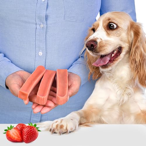 Natürliche Hundekausnacks Größe M – 3er-Pack (je 75 g, insgesamt 225 g) | Käsesnack | Erdbeer-Geschmack | Fettarm | Lang anhaltend | Gesund von Lovely DOG