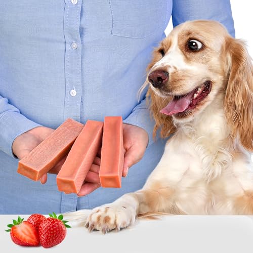 Natürliche Hundekausnacks Größe L – 3er-Pack (je 110 g, insgesamt 330 g) | Käsesnack | Erdbeer-Geschmack | Fettarm | Lang anhaltend | Gesund von Lovely DOG