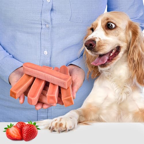 Natürliche Hundekausnacks Größe M – 5er-Pack (je 75 g, insgesamt 375 g) | Käsesnack | Erdbeer-Geschmack | Fettarm | Lang anhaltend | Gesund von Lovely DOG