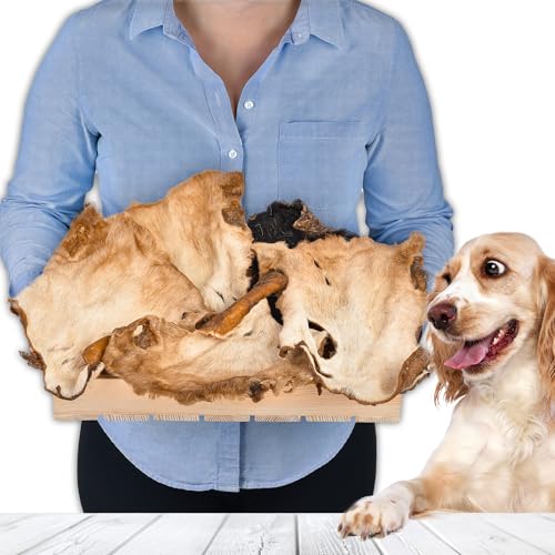 Rinderkopfhaut mit Fell für Hunde 1 kg (ca. 15–20 Stück) | Getrocknete Rinderkopfhaut Kauartikel | 100 % natürlich | Mit Fell | Luftgetrocknet | Getreidefrei | Langer Kauspaß für kleine & große Hunde von Lovely DOG