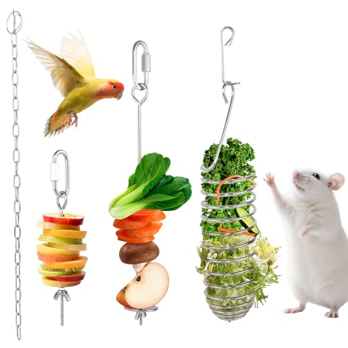 Rattenspielzeug, Edelstahl-Kauspielzeug, hängendes Nagetierspielzeug, langsamer Futterspender, Rattenkäfig-Zubehör für Obst und Gemüse, 3 Stück Rattenspielzeug, Edelstahl-Kauspielzeug, hängendes Nagetierspielzeug, langsamer Futterspender, Rattenkäfig-Zubehör für Obst und Gemüse, 3 Stück von LovelyPaws