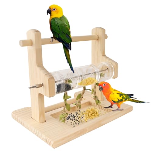 Vogel-Spielplatz, Papageien-Futtersuch-Spielzeug, Massivholz Futtersitz-Spielzeug mit einer rotierenden Trommel, Übungszentrum, lustiges Spielzeug für Papageien, kleine Vogel Vogel-Spielplatz, Papageien-Futtersuch-Spielzeug, Massivholz Futtersitz-Spielzeug mit einer rotierenden Trommel, Übungszentrum, lustiges Spielzeug für Papageien, kleine Vogel von LovelyPaws