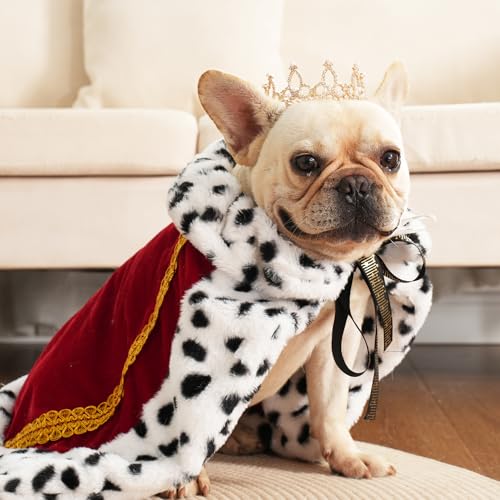 Lovelyshop Pet Serial Lux Fell Katze Hund Umhang für Halloween Kostüme, König Königin Prinz und Prinzessin, Cosplay-M Rot von Lovelyshop