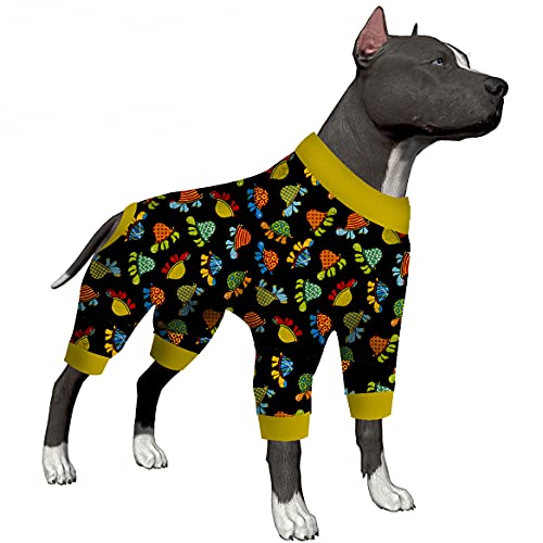 Große Hunde-Outfits für männliche Hunde – Haustier-Angstlinderungs-Shirt, Sonnenschutz-Shirt für Hunde, bequemer, dehnbarer Stoff, schwarzer Schildkröten-Druck, große Hunde-Pjs, Größe M von LovinPet