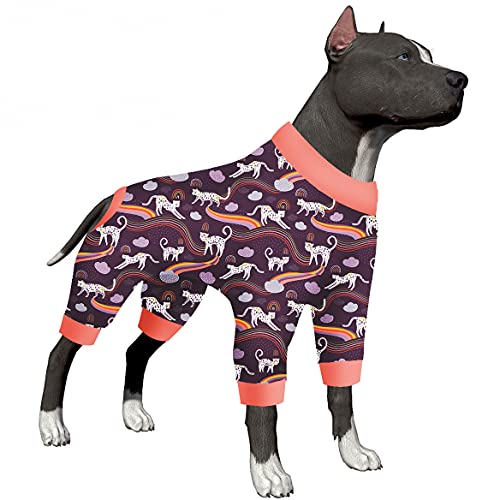 Hunde-Body für große Hunde – beruhigender Hunde-Pyjama, leichter, bequemer Stoff, Regenbogen-Druck, großer Hunde-Pyjama, 4-beiniger Pullover, Hunde-Einteiler für Jungen oder Mädchen, Größe M von LovinPet