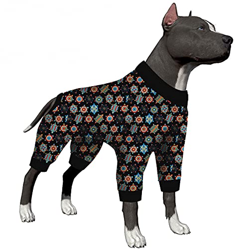 Hunde-PJS-Body für große Hunde – Wundpflege, Chirurgie-Erholungspyjama für Hunde, Baumwollpullover, Hunde-Pyjama, gemütlich, dehnbarer Stoff, Pitbull-Kleidung, Größe 2XL von LovinPet
