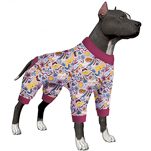 Hunde-Pyjama für männliche Hunde für große Rassen – Haustier-Angstlinderung, Anti-Lecken für Hunde, Chirurgie, Erholungsanzug, dehnbarer, hautfreundlicher Stoff, wilder Outback-Druck, große Hunde-Pjs, von LovinPet