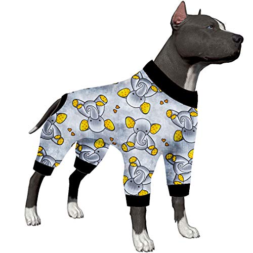 Hunde-Pyjama für mittelgroße Hunde – Sleepytime Elefanten-Druck, postoperative Hunde-Shirt, Wundversorgung, Einteiler für große Hunde, leichter Pullover, volle Abdeckung, große Hunderassen, Größe L von LovinPet