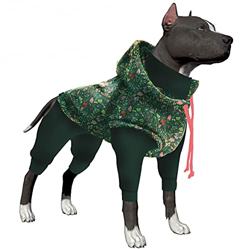 LovinPet 6fa Elastischer Einteiler für Hunde, Wundpflege, Angstlinderung, einfach zu tragen, reflektierender Riemen, Dew & Moos, leuchtender Bosque Dunkelgrün von LovinPet