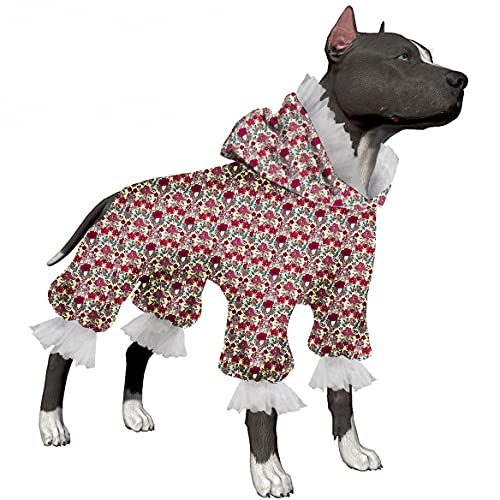 LovinPet 6fa Elastischer Jumpsuits für Hunde, Wundpflege, Angstlinderung, einfach zu tragen, Hunde-Pyjama, reflektierender Riemen, leuchtende Blumengruppen, Erholungsanzug für Hunde von LovinPet