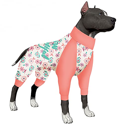 LovinPet 6fa Fashion Hunde-Jumpsuits, postoperativer Schutz, 4 Bein-hoher Kragen, Hunde-Einteiler, leicht, Coastline Sparkler Celebrate Prints, großer Hunde-Pyjama als Basis-Shirt für Hundekleider von LovinPet