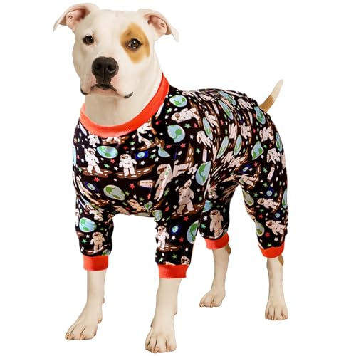 LovinPet Einteiler für große Hunde, Motiv: Dobermann, Sonnenschutz, Weltraum-Astronauten, schwarzer Druck, leichter Pullover, großer Welpen-Pyjama, vollständige Abdeckung, Dobermann-Pyjama, Größe XXL von LovinPet