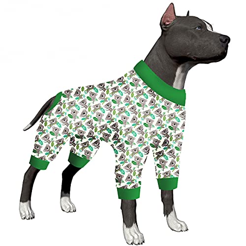 LovinPet Geeigneter Genesungsanzug für Hunde, Angstzustände, beruhigend, gegen Lecken und Hunde, leichter Eukalyptus-Vert-Druck, großer Hunde-Pyjama für Hundekleidung, Jungen, Mädchen von LovinPet