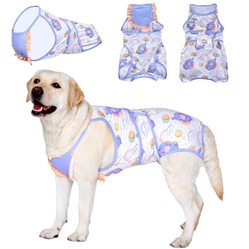 LovinPet Genesungspyjama für Hunde – Hunde-Body, Wundschutz, chirurgisches Erholungsshirt für Bauchwunden nach Operationen, Anti-Leck-Hunde-Einteiler, Elefant, Gelb, Größe XXL von LovinPet