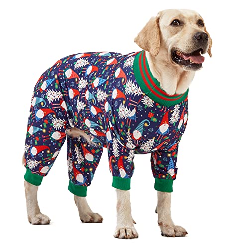 LovinPet Großer Hund Weihnachten Pyjama,Hund Weihnachten Outfit Xmas Holiday Costume, Leichter Pullover, Hunde-Einteiler, Weihnachtsoutfit XXL von LovinPet