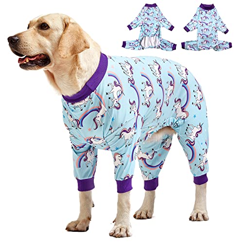 LovinPet Großer HundePyjama PJS – Wundpflegepostoperative Erholungsshirt für große Hunde, leichter dehnbarer Strickpullover für Hunde, volle Abdeckung, Hundejammies, magischer von LovinPet