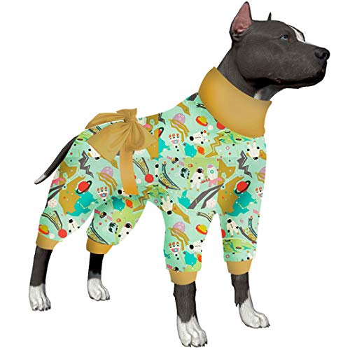 LovinPet Haustier-Pyjama für Hunde, groß/entfernter Weltraum, Minzdrucke/nach Operationen, Shirt, UV-Schutz, Haustier-Anspannung, Wundpflege für große Hunde von LovinPet