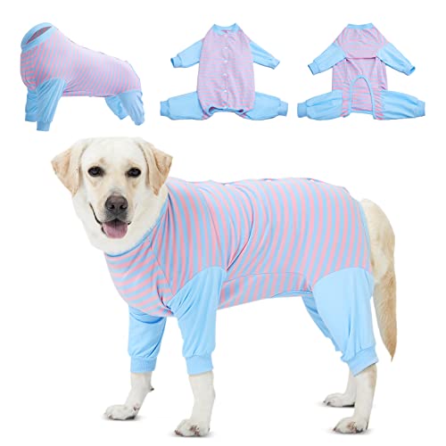 LovinPet Hunde-Body – Nach Operationen Hunde-Genesungsanzug Anti-Lecken Bauchwunde chirurgische Bekleidung postoperative Weste E-Kragen Alternative Recovery Shirt, Blau, 3XL von LovinPet