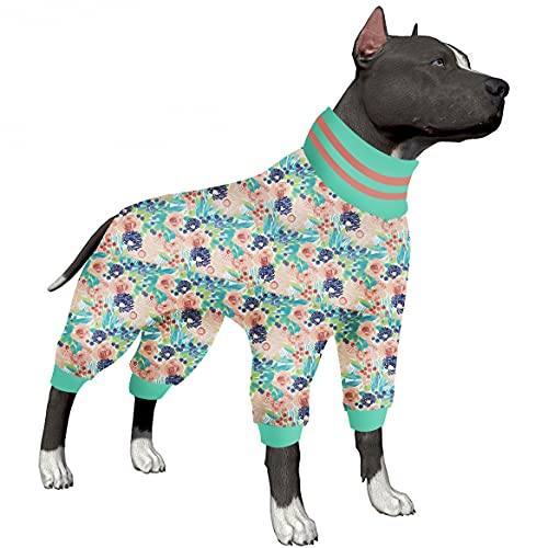 LovinPet Hunde-Outfit, UV-Schutz, Angstlinderung, hoher Kragen, leicht, weich, Rouge-Punkte, Blumenmuster, Korallendruck, für große Hunde als Unterhemd für Hundepullover von LovinPet