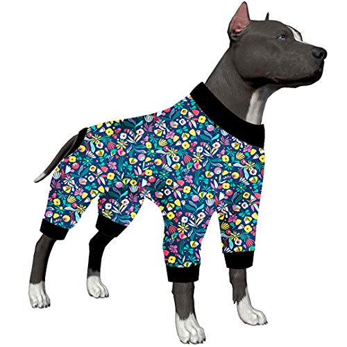 LovinPet Hunde-Pyjama, Bekleidung für mittelgroße Hunde, Stretch-Strick, Hawaii-Blumendruck, Einteiler für große Hunde, vollständige Abdeckung, große Hunde, Jamammies, Größe XXL LovinPet Hunde-Pyjama, Bekleidung für mittelgroße Hunde, Stretch-Strick, Hawaii-Blumendruck, Einteiler für große Hunde, vollständige Abdeckung, große Hunde, Jamammies, Größe XXL von LovinPet