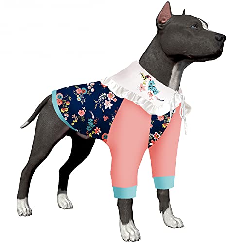 LovinPet Hunde-Shirts, Wundpflege, Anti-Haarausfall, niedliches Revers-Hunde-T-Shirt für große Hunde, leicht, dehnbar, rosa Nähte, mehrfarbige Drucke, große Hunde-Pyjamas für Hunde, Party-Hunde-Outfit von LovinPet
