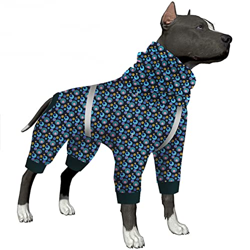 LovinPet PJS Hunde-Overall, Wundpflege/chirurgische Erholung, Hunde-Pyjama, Angstlinderung, Shirt, Hunde-Jammies, reflektierender Streifen, grüner Blasendruck, Grün, L von LovinPet