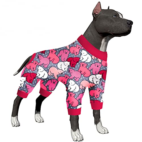 LovinPet Pjs for Dogs XL – Angstlinderung Shirt, Hund Sonnenschutz, Post Surgery Recovery Pajamas für Hunde, bequemer, dehnbarer Stoff, großer Hunde-Pyjama, Rot XL von LovinPet