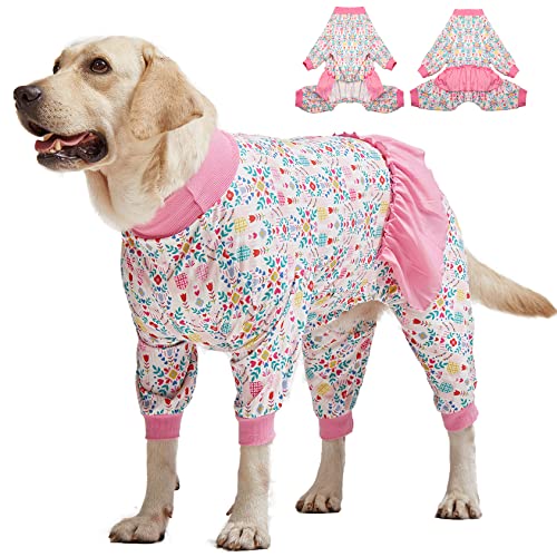 LovinPet Pyjama für große Hunde, Weltraum- und Schnee-Aufdruck, Klangpflege-/Post-Operationen, UV-Schutz, Angstlinderung, Einteiler für Haustiere, große Rassen von LovinPet