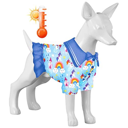 LovinPet f4fa Hundemantel, einfach zu tragen, siebenfarbige Regenbogen-Schloss-Drucke, Hundekleidung mit gemütlichem Hundefutter, warme Winterkleidung für kleine bis große Hunde von LovinPet