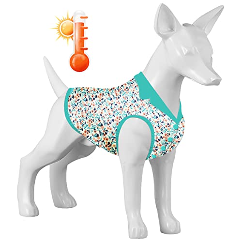 LovinPet f4fa Hundemantel, leicht zu tragen, gepunktet, kleiner Garten, weiße Drucke, Hundekleidung mit gemütlichem Hundefutter, warme Winterkleidung für kleine bis große Hunde von LovinPet