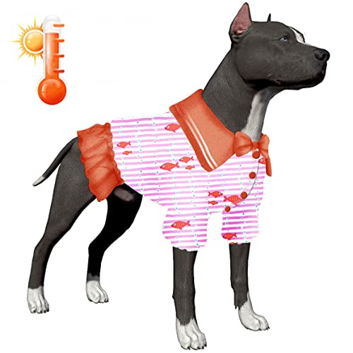 LovinPet f5fa Hundemantel, einfach zu tragen, Insel, Sonnenfisch, Korallenmuster, Hundekleidung mit gemütlichem Hundefutter, warme Winterkleidung für kleine bis große Hunde von LovinPet