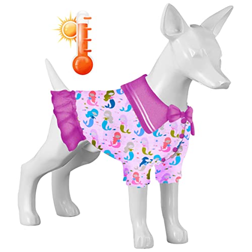 LovinPet f5fa Hundemantel, einfach zu tragen, Meerjungfrauen-Club, rosa Drucke, Hundekleidung mit gemütlichem Hundefutter, warme Winterkleidung für kleine bis große Hunde von LovinPet