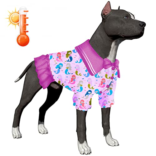 LovinPet f5fa Hundemantel, einfach zu tragen, Meerjungfrauen-Club, rosa Drucke, Hundekleidung mit gemütlichem Hundefutter, warme Winterkleidung für kleine bis große Hunde von LovinPet