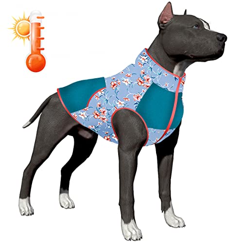 LovinPet f5fa Hundemantel, einfach zu tragen, mit Blumenmuster in Blau/Orange bedruckt, Hundekleidung mit gemütlichem Hundefutter, warme Winterkleidung für kleine bis große Hunde von LovinPet