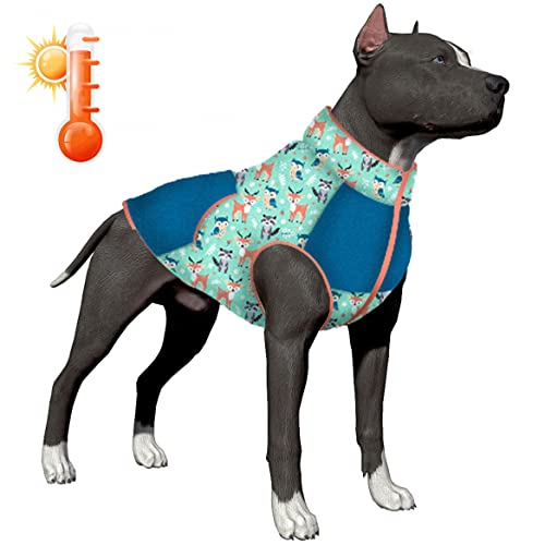 LovinPet f5fa Hundemantel, leicht zu tragen, Woodland Magic Green Multi Prints Hundekleidung mit gemütlichem Hundefutter, warme Winterkleidung für kleine bis große Hunde von LovinPet