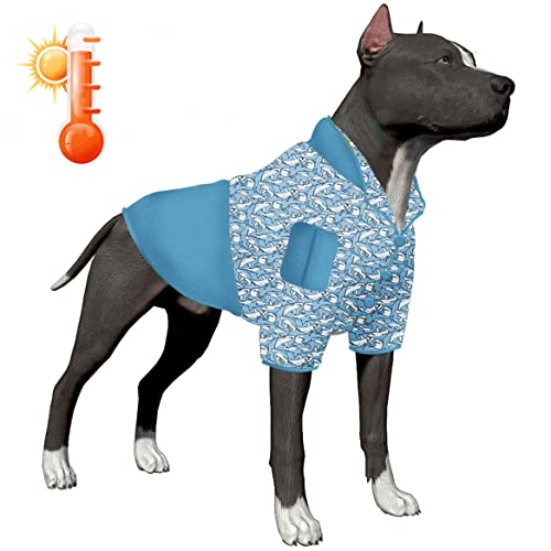 LovinPet f6fa Hundemantel, leicht zu tragen, Haifisch-befallenes Wasser, Sternenlicht, Hundekleidung mit gemütlichem Hundefutter, warme Winterkleidung für kleine bis große Hunde von LovinPet