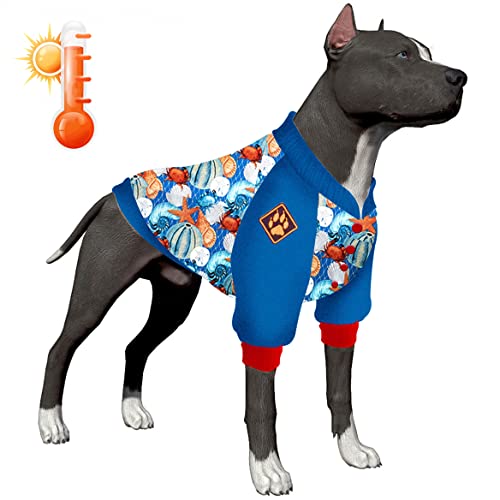 LovinPet f7fa Hundemantel, einfach zu tragen, Krustentiere auf dem Netz, blaue Drucke, Hundekleidung mit gemütlichem Hundefutter, warme Winterkleidung für kleine bis große Hunde von LovinPet