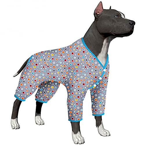 Regenoverall für große Hunde – Beruhigendes Shirt für Haustiere, Sonnenschutz, Hunde-Pyjama, leichter Stoff, grauer Punktdruck, große Hundekleidung, Hundekleidung für alle Jahreszeiten, Größe L von LovinPet