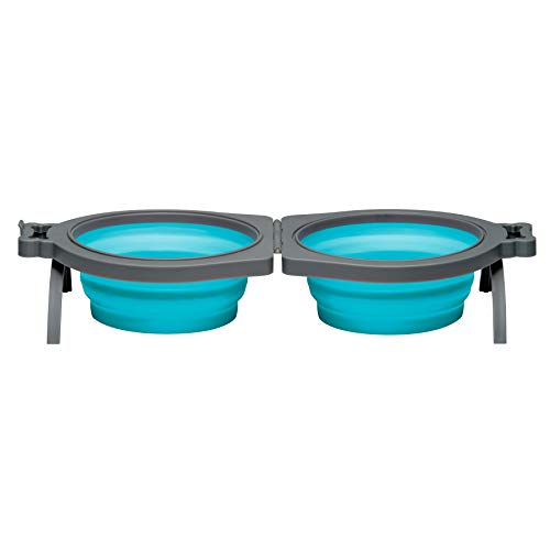 Loving Pets Bella Roma Reise-Doppelfutterstation für Hunde, Medium Travel Double Diner, blau von Loving Pets